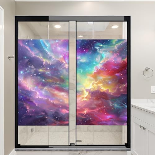 Vinilo adhesivo para ventana estilo nebulosa colorida 2 pzas miniatura 4