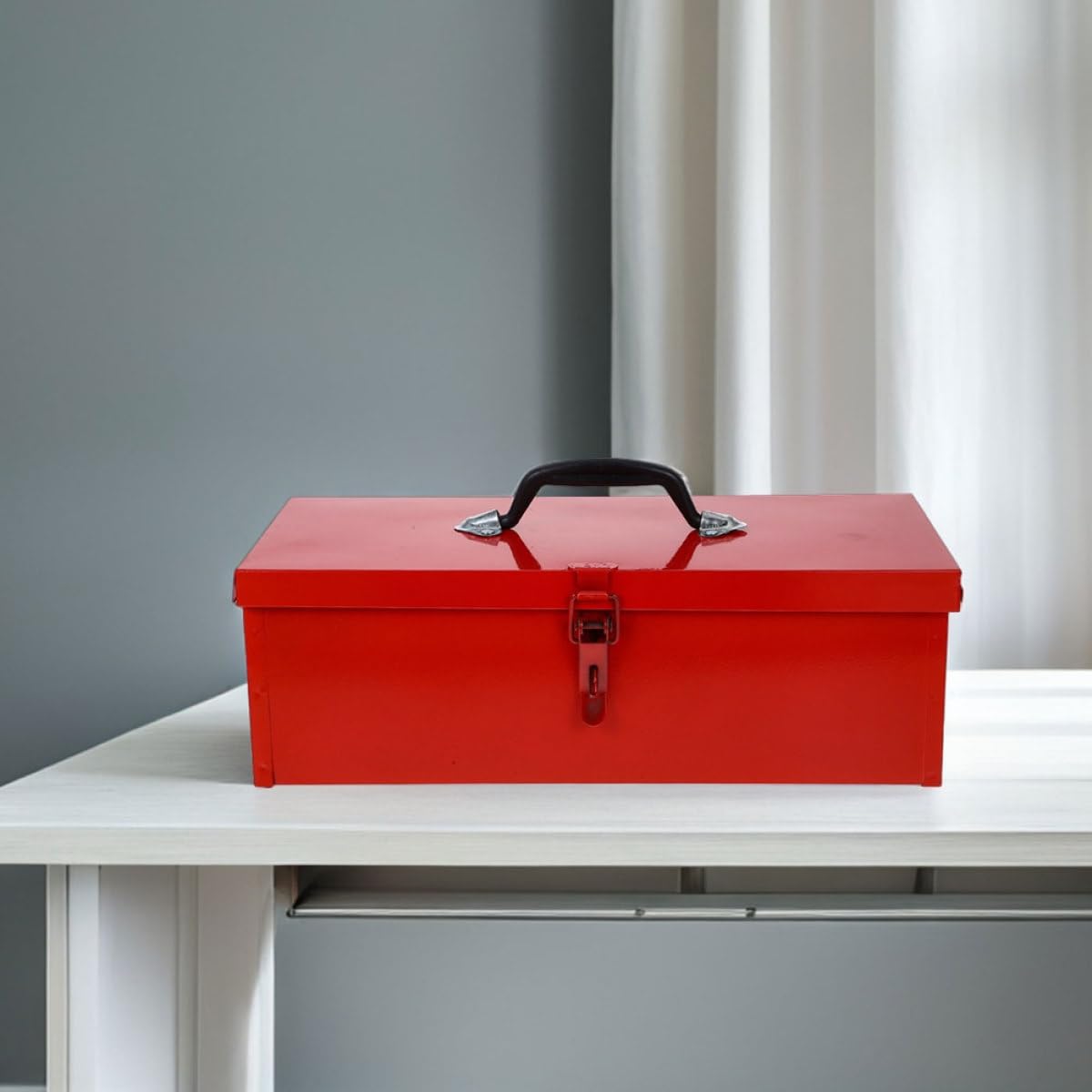 Cassetta per Facile Organizzazione degli Attrezzi in Ferro Rosso Grande Capacità e Design Resistente e Accesso Rapido Agli Utensili