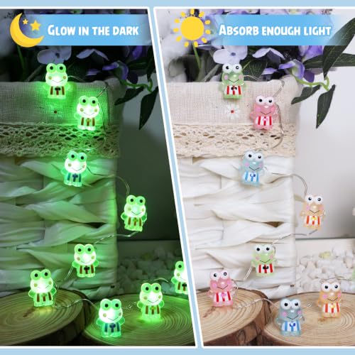 Image of Frog String Lights 10ft 40LEDs Battery & USB Operated Cute Frog Fairy Lights with Remote Colorful Frog-Shaped Night Lights for Kids Bedroom Birthday Christmas Easter Party Holiday Decor