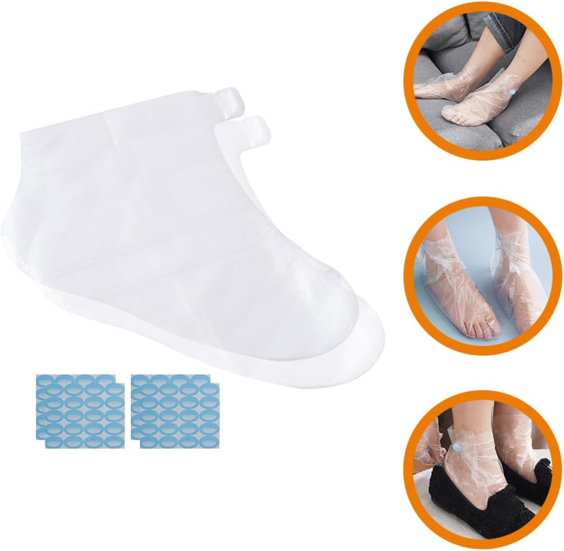 4sets Moisturizing Foot Covers for Spa and Home Use Transparent Socks for -Cracking Foot Care for Salon Treatments