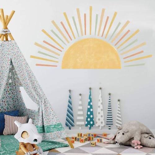 Wandtattoo Sonne Boho Wandsticker Boho Sonnenaufgang Wandaufkleber Kinderzimmer Wanddeko für Mädchen, Schlafzimmer, Babyzimmer, Wohnzimmer