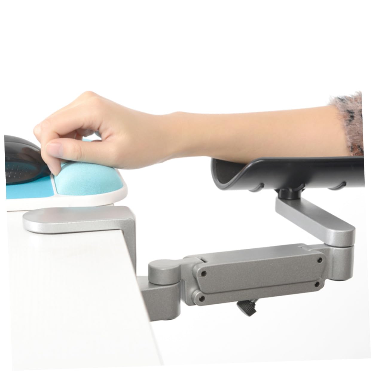 SHINEOFI Tappetino Mouse Ergonomico Poggiapolso Supporto Per Braccio Del Computer in Metallo Regolabile Staffa Per Computer Grigio
