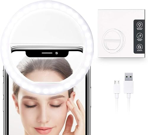 Anillo de teléfono Clip de luz 36 LED recargable para Smartphone portátil pequeño mini anillo luz círculo forma redonda blanco