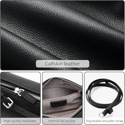 Bolso bandolera de cuero genuino para mujer miniatura 6