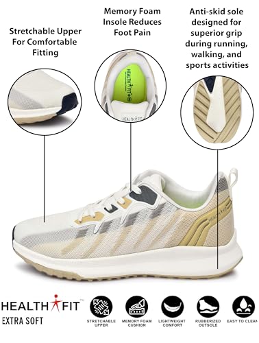 Image of Sports Shoes with Crystal Cushion Technology Lightweight Shoes Training Cricket,Gym,Comfortable Extra Max Cusion with Memory Foam Insole Running Shoes for Men HF146