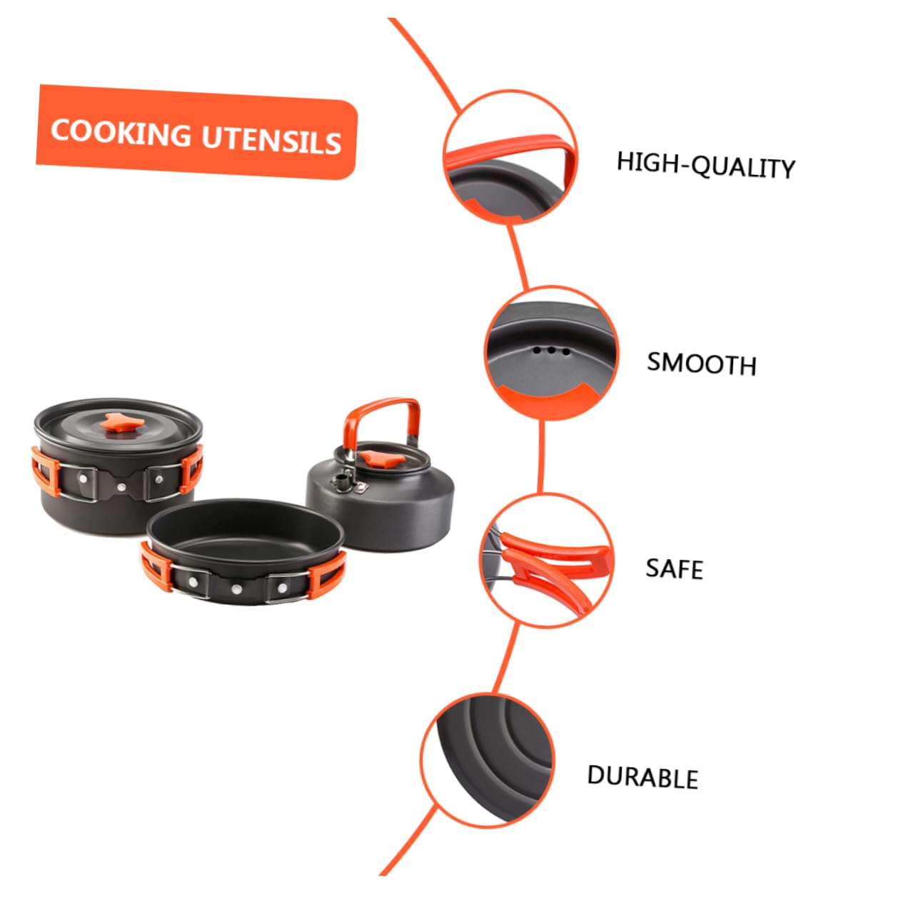 HEMOTON Camping avec Casseroles Ustensiles De Cuisine Portables Couverts Et Bouilloire