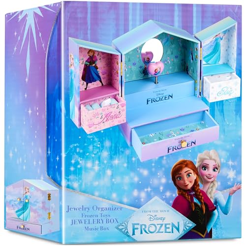 Get Trend Disney Frozen Joyero Musical Niña Adolescente Joyero Organizador Caja Decorativa Bonita con Espejo y Cajones Almacenaje Regalo para Niñas (Lila Frozen)