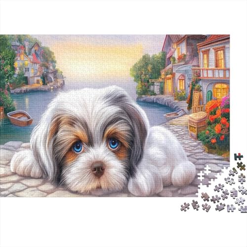 Rompecabezas de Shih Tzu en costa luminosa, 1000 piezas de papel reciclado