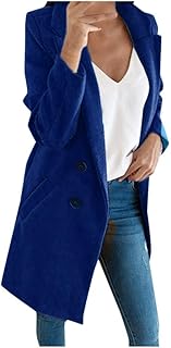 Blazer Chaqueta de lana para mujer, tallas grandes, elegante, chaqueta de invierno, gruesa, cálida, gabardina, entallada, ...