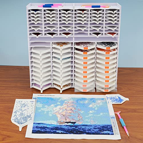 40 Grids Diamond Painting Tray Organizer Holder Drill Pen & Multi-Boat Tray Storage Rack Art Diamond Painting Accessories Kits, For Big Size Trays #TOP6