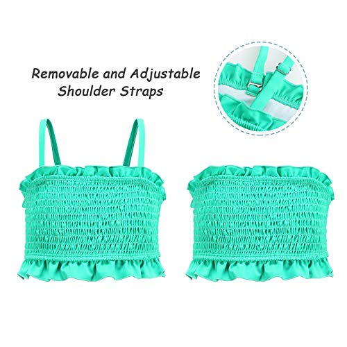 Image of HowJoJo Girls Two Piece Tankini Swimsuit Green Floral Bathing Suit Swimwear