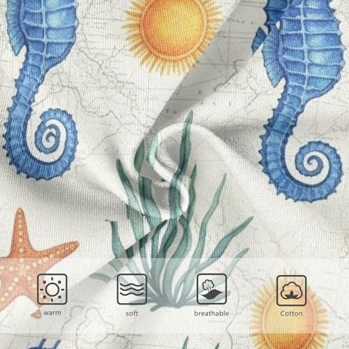 Watercolor Blue Seahorses Cotton Toddler Underwear, Girls Underwear Cotton, 2T–8 Years3