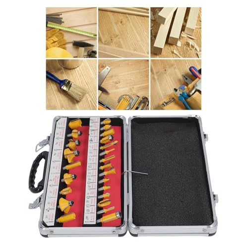 Oberfräsen-Bit-Set, 24-teiliges 8-mm-Schaft-Fräser-Bit-Set, Holzbearbeitungs-Bit-Set aus Wolframstahllegierung für Einhändiges Trimmen, Kantenbearbeitung und Nutfräser
