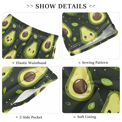 Cartoon Avacado Smile Short Pajama Pants Bottoms Soft Sleepwear with Pockets3