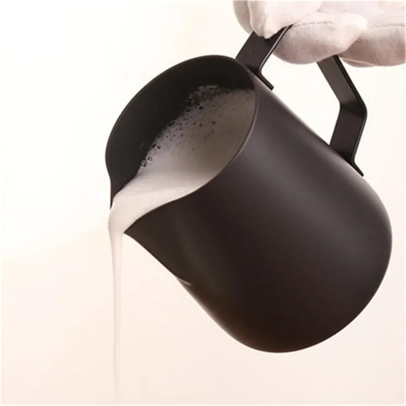 Jarra de espuma leche acero inoxidable con revestimiento antiadherente, jarra crema capuchino artesanal Barista café para Arte de Café(1000ml)