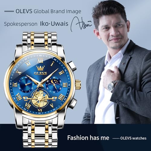 Image of OLEVS Men's Analog Watch Multi Color Business Stainless Steel Waterproof Luminous Quartz Watch Luxury Leisure Date Simulation Original Bowl Watch