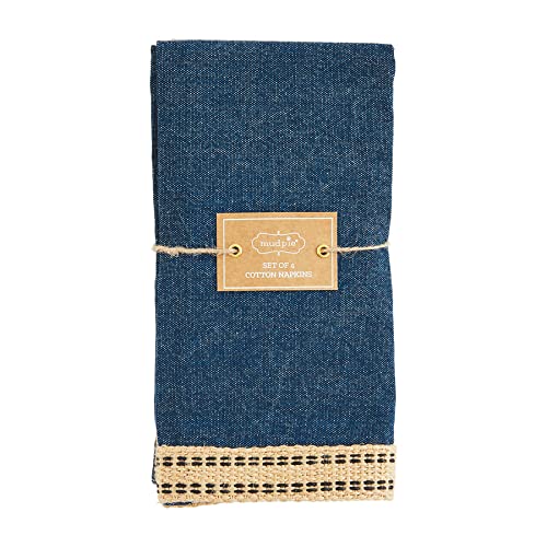 Set de servilletas Jute Edge, Navy, 18" x 18" miniatura 1