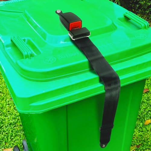 Image of KIBBEH 1 Pack Semi-Automatic Trash Can Lock for Animals, Universal Garbage Bin Lid Locking Strap, Raccoon-Proof Trash Can Lid Securer, Easy One-Hand Release