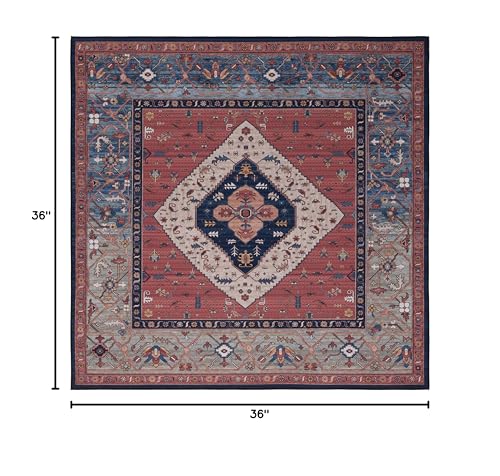 Tapete SAFAVIEH 3' x 3' Cuadrado, Rust & Blue miniatura 2