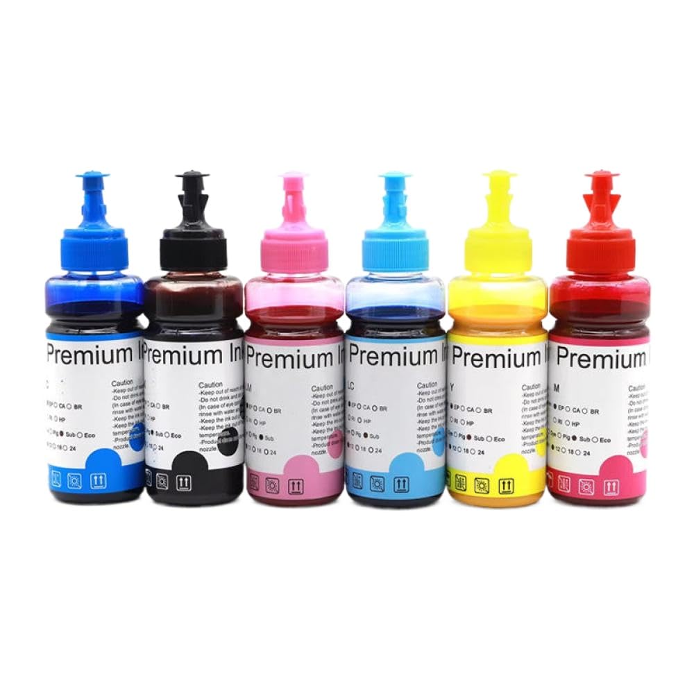 Tinta de sublimación de Transferencia de Calor de 100 ml de Color Funciona con Modelos de Impresora L110 L200 L201 L210 L220 L300 L310 L350 L355 L382 L386