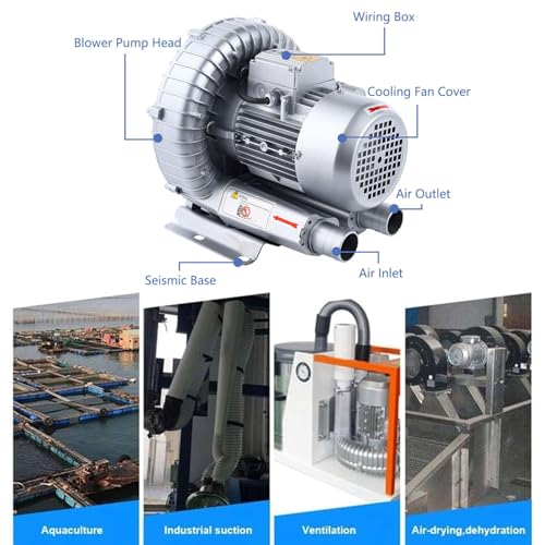 Bomba de aire de alta presión para aireación de estanques y oxigenación de peceras, ideal para acuicultura y gestión de la calidad del agua