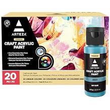 ARTEZA Craft Acrylic Paint, 2 ounce Bottles, Water-Based, Matte Finish Paints, Art Supplies for Glass, Wood, Ceramics, Fabrics, Leather, Paper
