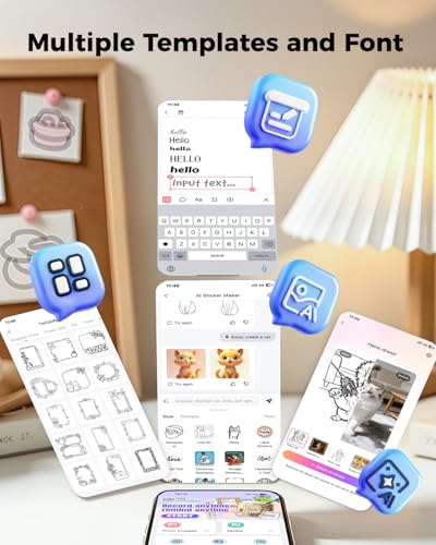 Image of Ponek Mini Sticker Printer - T02 Sticker Maker Machine with AI Smart APP | Print Pods Mini Printer for Students, Kids, Thermal Inkness Portable Label Maker, DIY Journal, Photos,Study Notes, Diagrams