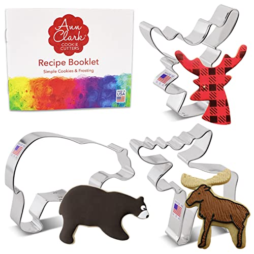 Hunting Cookie Cutters 3-Pc. Set Made in the USA by Ann Clark, Deer Head, Grizzly Bear, Moose Hunting Cookie Cutters 3-Pc. Set Made in the USA by Ann Clark, Deer Head, Grizzly Bear, Moose
