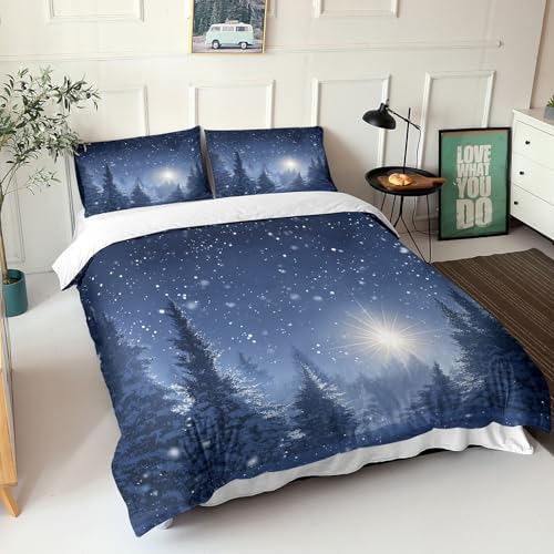 Parure de lit forêt d'hiver en microfibre pour couette enfant et ado