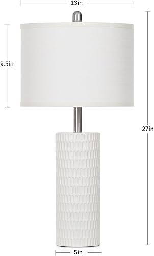 Miniatura 7 de Lámpara de mesa de cerámica de 27 pulgadas, lámpara de mesa de granja para sala de estar, lámpara blanca para dormitorio, mesita de noche, lámpara