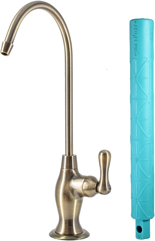 Grifo RO certificado NSF sin espacio de aire, sistema de filtración de agua potable de ósmosis inversa, boquilla dispensadora de agua (latón antiguo). estilo jarrón con llave para grifo | Grifo Sistema de filtración de agua potable por ósmosis inversa Caño dispensador de agua (latón antiguo). Estilo jarrón con llave para grifo