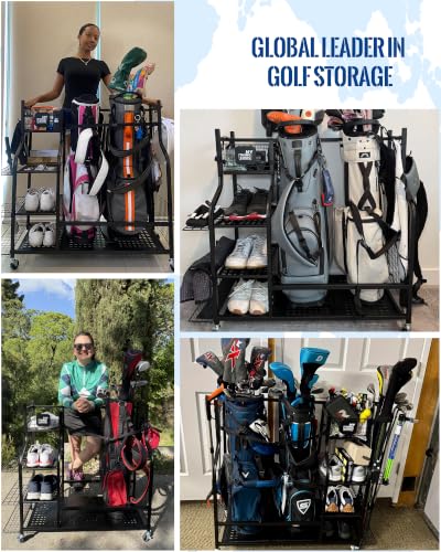 Image of Mythinglogic Golf Bag Storage Organizer for Garage, Multiple Capacities