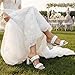 Athlefit White Braided Heeled Sandals for Women Fashion Square Open Toe Comfortable Slip on Block Heels Size 6.5