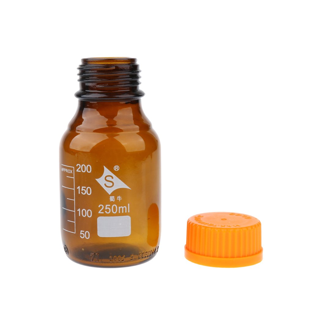 Amazon.co.jp: 丸形ガラス試薬ボトル 実験用品容器瓶 スクリュー