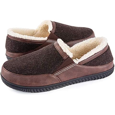 ULTRAIDEAS Men's Cozy Slip-on Memory Foam Slippers with Cozy Fleece Lining for Indoor/Outdoor Comfort (Coffee, 8) Cover