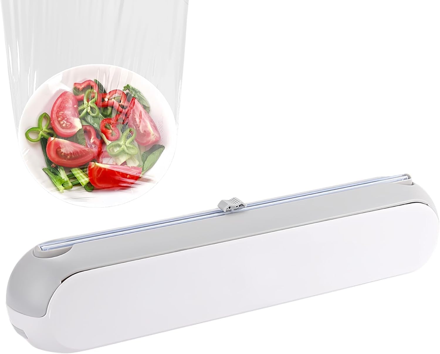 SPORWAY Dispensador de film transparente magnético, color blanco, cortador de láminas, cortador de film transparente, para colgar en la pared, dispensador de papel de aluminio para cajón de cocina