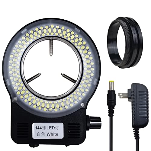Image of Light Microscope LED Ring Illuminator, Adjustable 144 LEDs Ring Light Source for Industry Monocular Binocular Trinocular Stereo Microscope & Camera