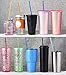 ALINK 12PCS Reusable Clear Pink Glitter Straws, 11