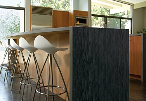 Image of VViViD Black Wood Grain Faux Finish Textured Vinyl Wrap Roll Sheet Film DIY No Mess Easy to Install Air-Release Adhesive (50ft x 48 Inch)