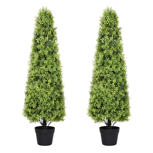 I.C.ELAINE 4ft Artificial Boxwood Topiary Trees, 48'' UV Resistant Faux Plants for Outdoor Planter...