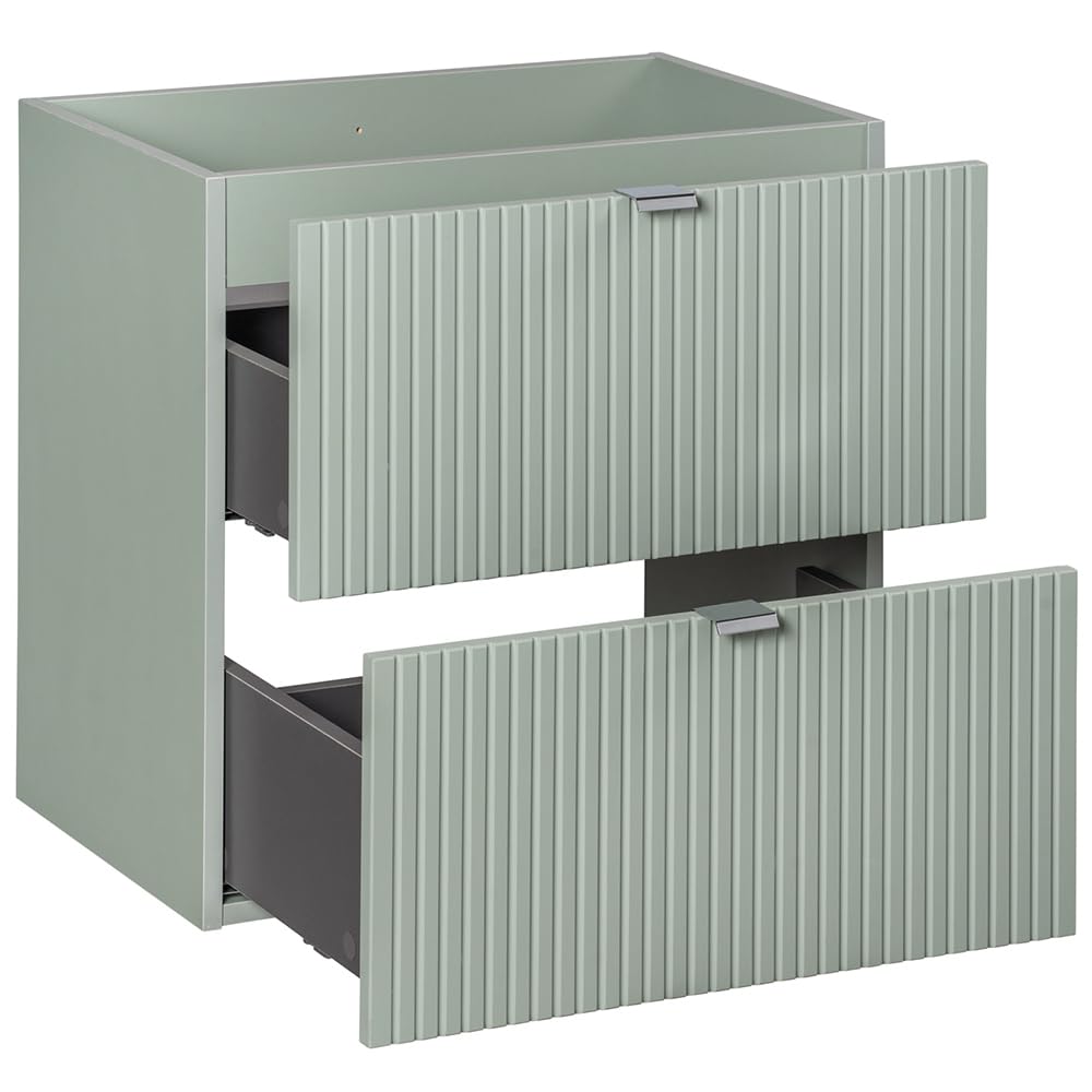 Lomadox Mobile doppio lavabo 120 cm, verde e rovere, parte anteriore scanalata, montaggio sospeso, profondità 40 cm