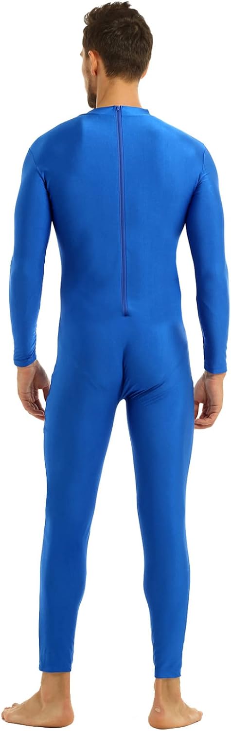 Men's One Piece Spandex Zipper Back Zeatai Bodysuit Long Sleeve Jumpsuit Unitard Underwear