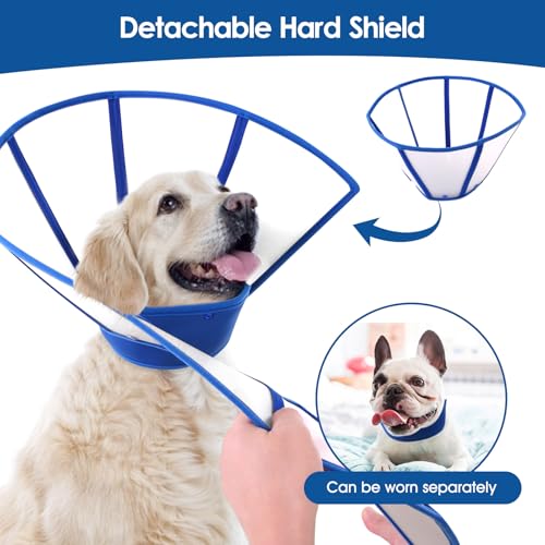 Image of Dog Cones for Small Dogs, Soft Cone for Dogs to Stop Licking, Transparent Dog Cone Collar After Surgery, Neck E-Collar Alternative for Wound Healing, Blue Small