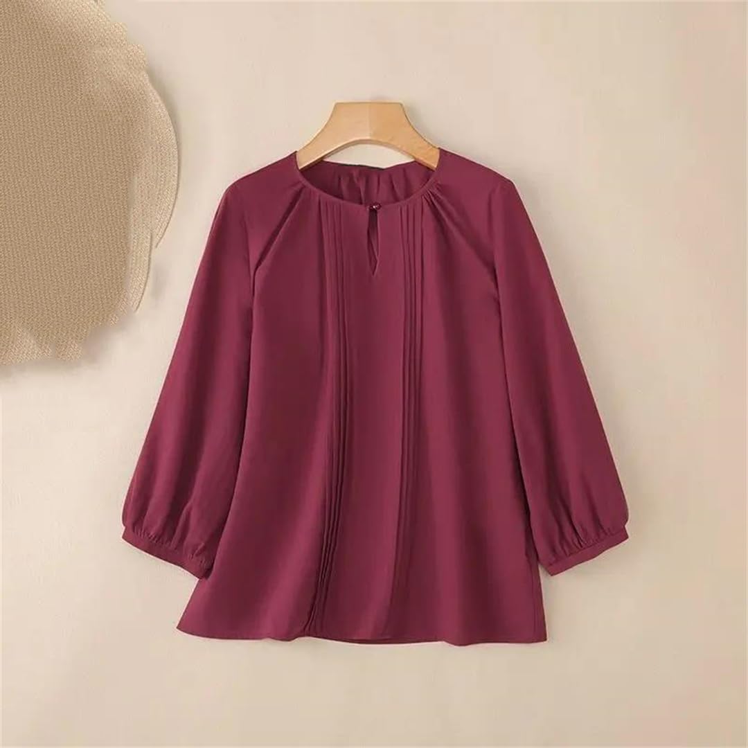 Camicetta da donna Primavera Estate Elegante Camicia da Lavoro Manica a 3/4 Casual Solido Vacanza Top Camicie