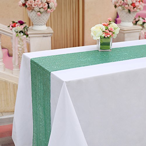 TRLYC Sequin Table Runner - 12x108 Inch Mint Table Runner Glitter Sequin Table Decoration for Party Wedding Baby Shower Christmas Holiday