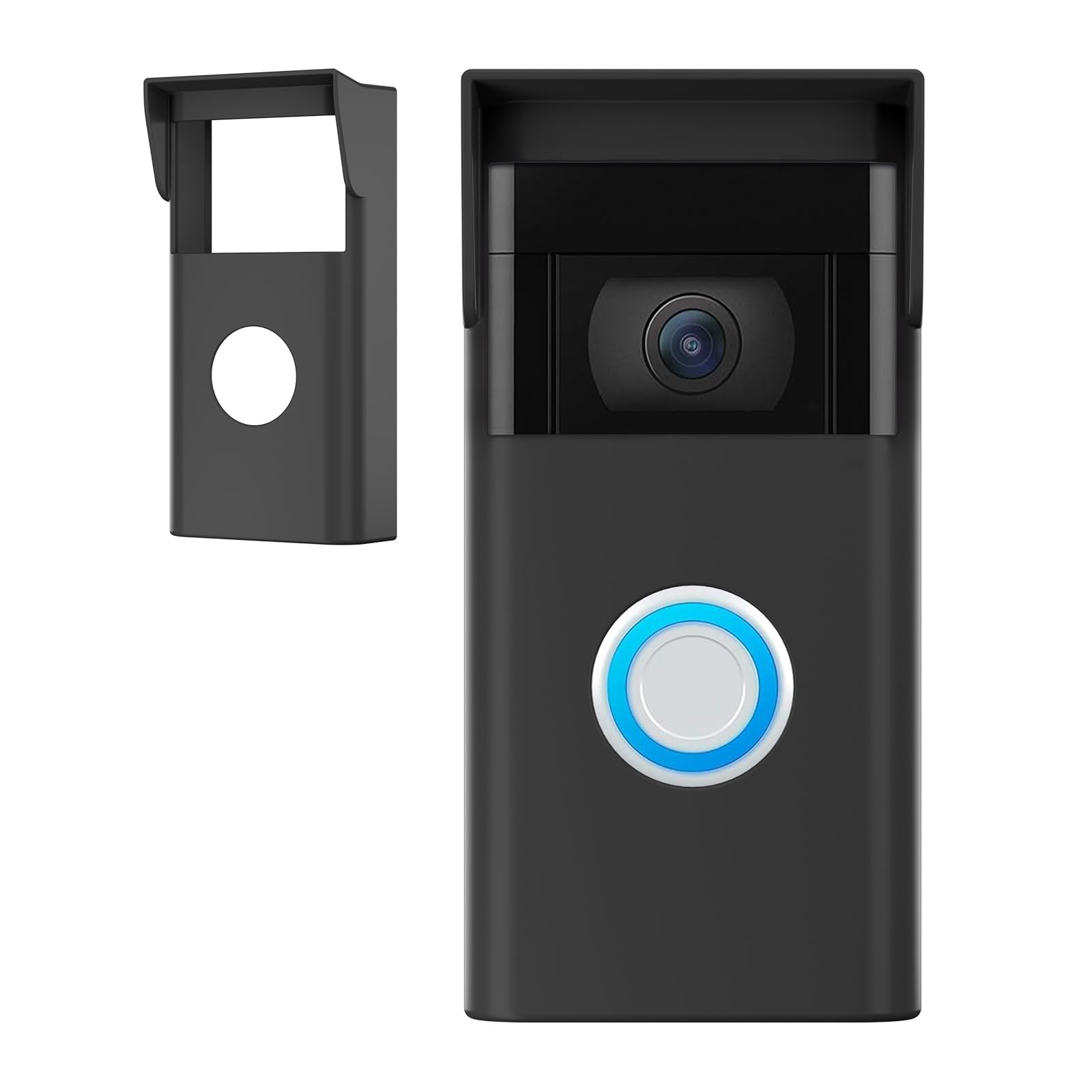 Augstci Silicone Case for Ring Video Doorbell 2nd Gen (2020 Release) – Weatherproof Ring Doorbell Cover with Sun Glare Visor, UV & Heat Resistant Accessories – Black