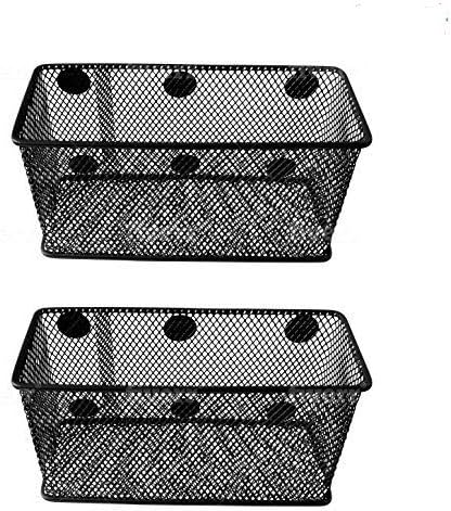 GoSupply Wise Magnetic Basket Set of 2, Black Mesh Organizer with 6 Magnets, Dry Erase Marker Holder for Whiteboard, Refrigerator, Locker, 6.3 x 3.54 x 2.28 Inches