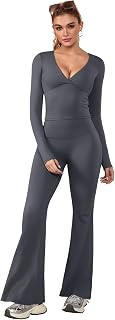 TimeOFF Women's 2 Pieces Lounge Sets Workout 2026 Fall Fashion Outfits | Airport Outfit, Matching Set, Sexy V-neck Built-in Bra Crop Top, Athleisure Workout Set, Activewear, Winter Clothes