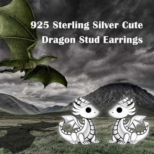 Dragon Stud Earrings for Women - 925 Sterling Silver Cute Dragon Stud Earrings Jewelry Gifts for Dragon Lovers4