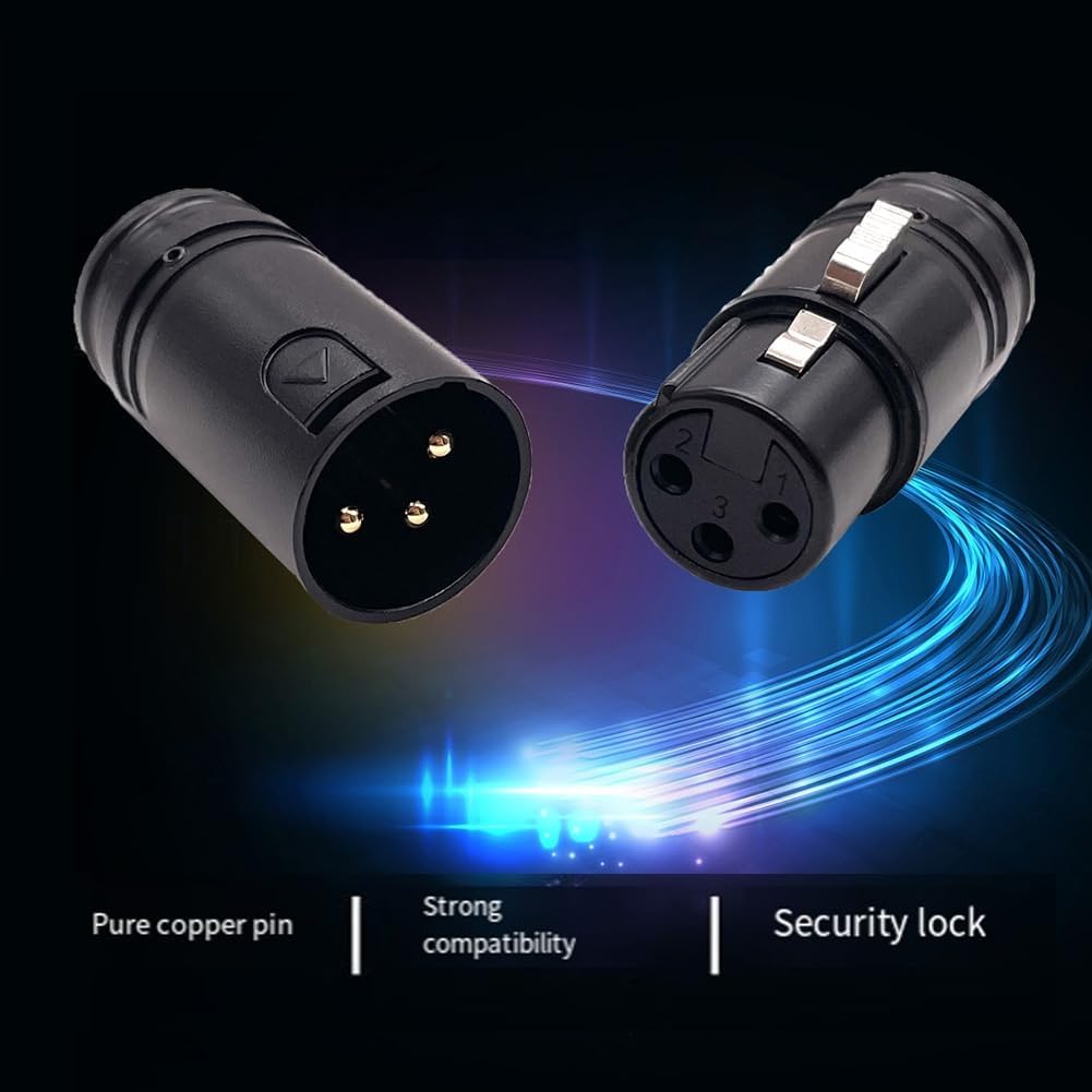 Herafy 20個の ブラックシェルゴールドピンプロフェッショナル3ピン直角XLRオスとメスプラグオス